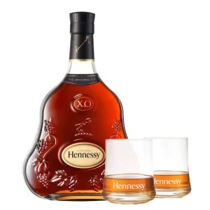 HENNESSY X.O WITH BRANDED ROCKS GLASSES SET OF 2